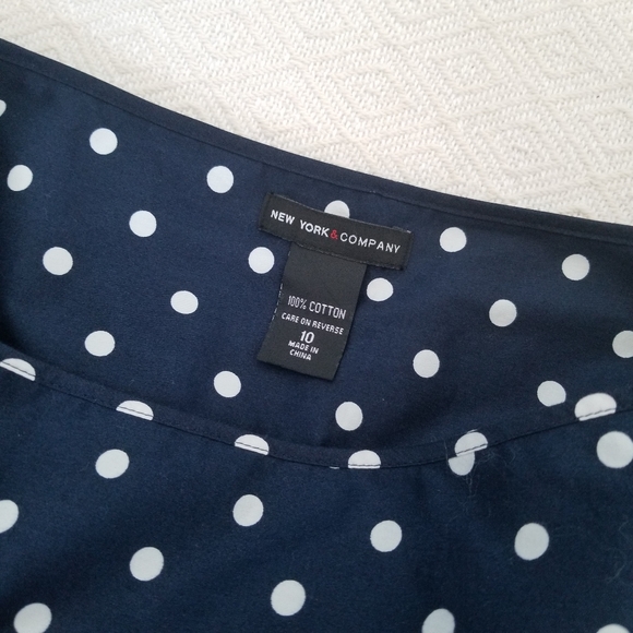 New york & Company Polka Dot Navy Skirt - Picture 2 of 5